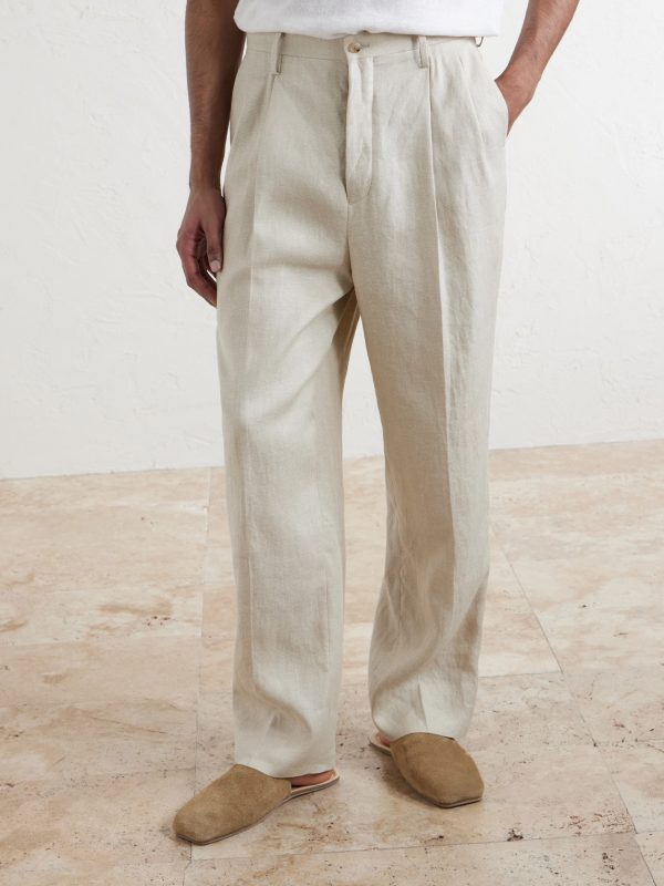 Straight-Leg Linen and Silk-Blend Trousers - FR Straight-Leg Linen and Silk-Blend Trousers - FR