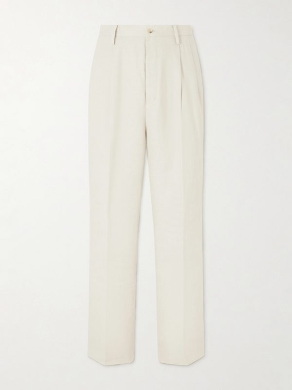 Straight-Leg Linen and Silk-Blend Trousers Straight-Leg Linen and Silk-Blend Trousers