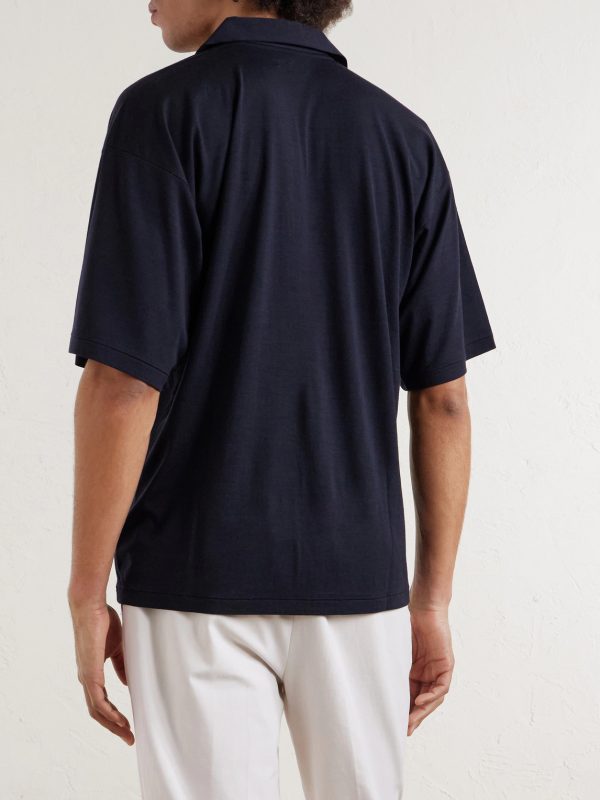 Skipper Oversized Merino Wool Polo Shirt - BK Skipper Oversized Merino Wool Polo Shirt - BK