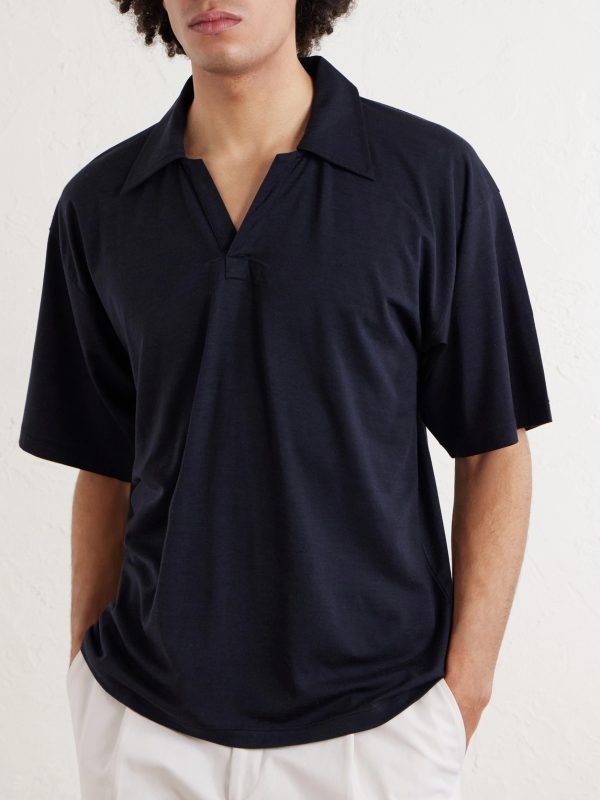 Skipper Oversized Merino Wool Polo Shirt - FR Skipper Oversized Merino Wool Polo Shirt - FR