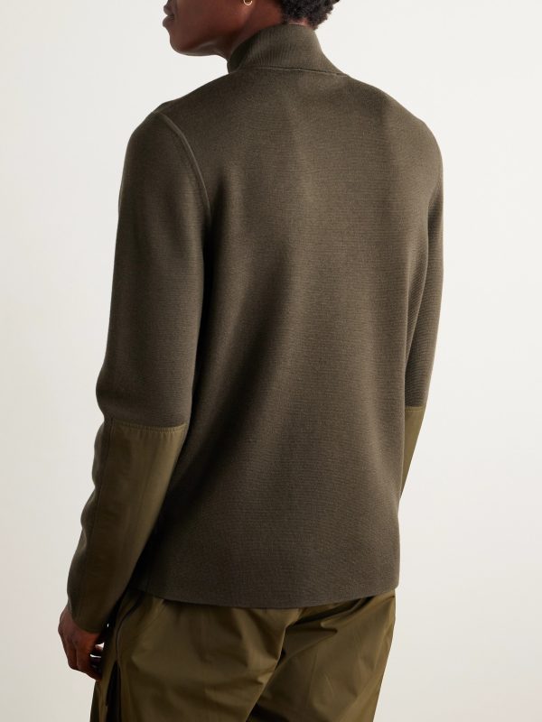 Matterhorn Shell-Trimmed Wool Half-Zip Sweater - BK