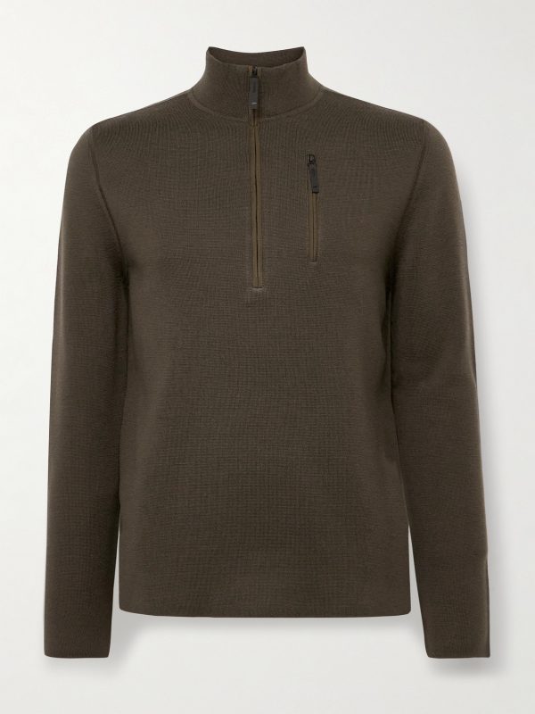 Matterhorn Shell-Trimmed Wool Half-Zip Sweater
