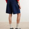 Wide-Leg Pleated Denim Shorts - BK Wide-Leg Pleated Denim Shorts - BK