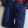 Wide-Leg Pleated Denim Shorts - CU Wide-Leg Pleated Denim Shorts - CU