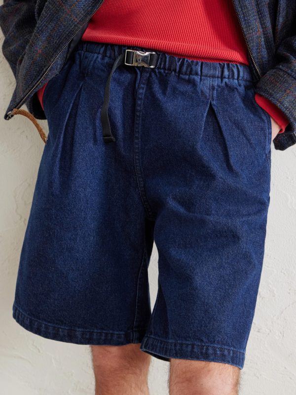 Wide-Leg Pleated Denim Shorts - CU Wide-Leg Pleated Denim Shorts - CU