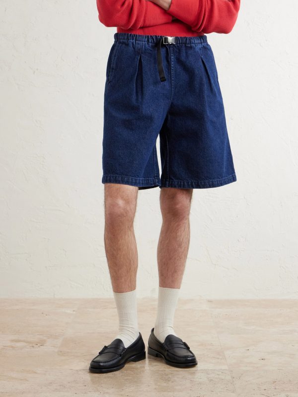 Wide-Leg Pleated Denim Shorts - FR Wide-Leg Pleated Denim Shorts - FR