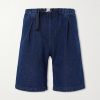 Wide-Leg Pleated Denim Shorts Wide-Leg Pleated Denim Shorts