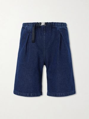 Wide-Leg Pleated Denim Shorts Wide-Leg Pleated Denim Shorts