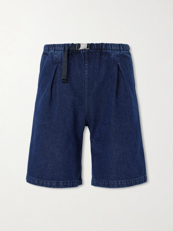 Wide-Leg Pleated Denim Shorts Wide-Leg Pleated Denim Shorts