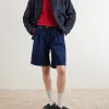 Wide-Leg Pleated Denim Shorts - OU Wide-Leg Pleated Denim Shorts - OU
