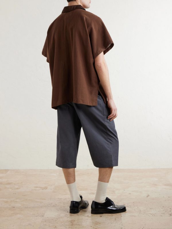 Wide-Leg Pleated Cotton Shorts - BK Wide-Leg Pleated Cotton Shorts - BK