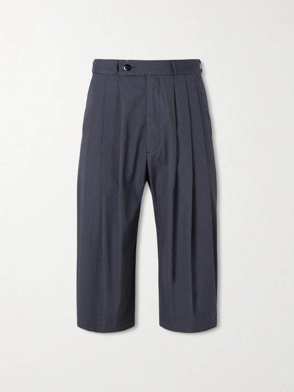 Wide-Leg Pleated Cotton Shorts Wide-Leg Pleated Cotton Shorts