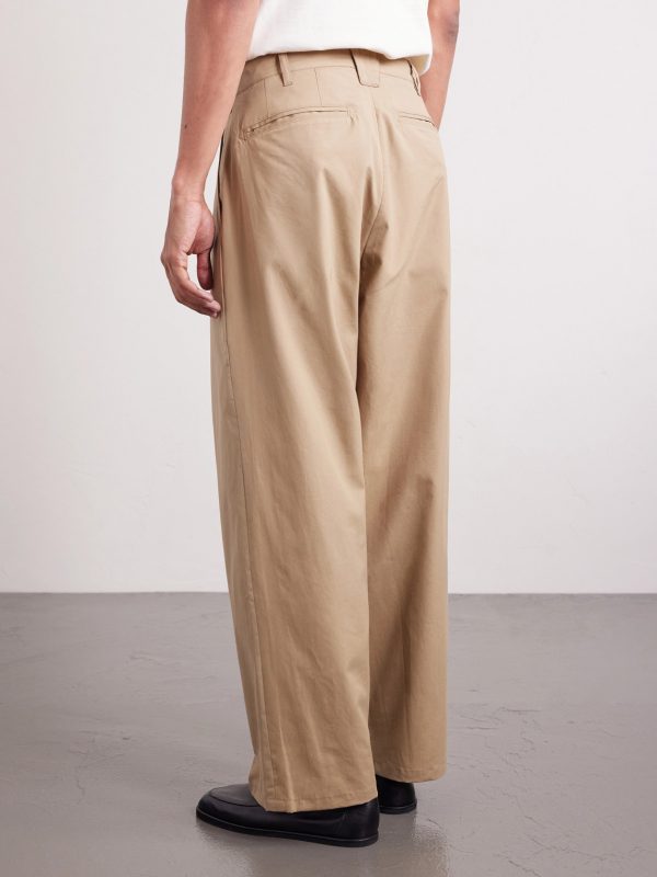 Ekusy Wide-Leg Cropped Pleated Cotton Trousers - BK Ekusy Wide-Leg Cropped Pleated Cotton Trousers - BK
