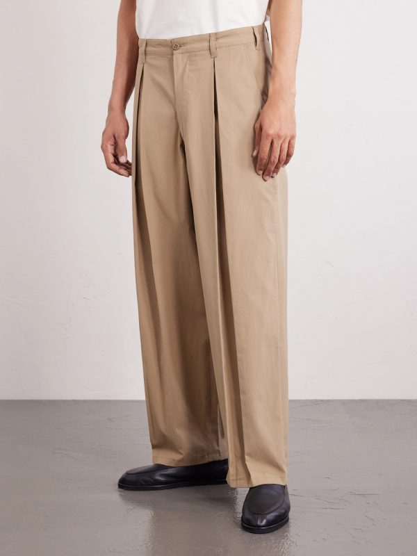 Ekusy Wide-Leg Cropped Pleated Cotton Trousers - FR Ekusy Wide-Leg Cropped Pleated Cotton Trousers - FR
