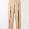 Ekusy Wide-Leg Cropped Pleated Cotton Trousers Ekusy Wide-Leg Cropped Pleated Cotton Trousers