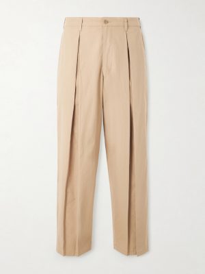 Ekusy Wide-Leg Cropped Pleated Cotton Trousers Ekusy Wide-Leg Cropped Pleated Cotton Trousers