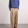 Ekusy Wide-Leg Cropped Pleated Cotton Trousers - OU Ekusy Wide-Leg Cropped Pleated Cotton Trousers - OU