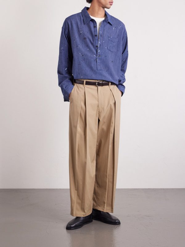 Ekusy Wide-Leg Cropped Pleated Cotton Trousers - OU Ekusy Wide-Leg Cropped Pleated Cotton Trousers - OU