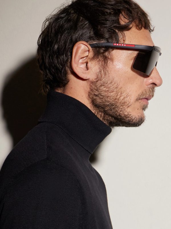 Linea Rossa Rectangular-Frame Acetate Wrap-Around Sunglasses - BK Linea Rossa Rectangular-Frame Acetate Wrap-Around Sunglasses - BK