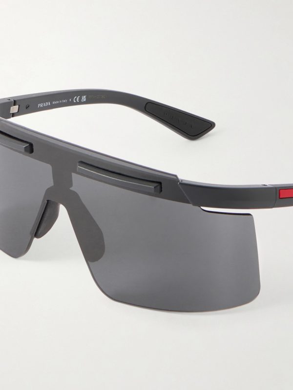 Linea Rossa Rectangular-Frame Acetate Wrap-Around Sunglasses - CU Linea Rossa Rectangular-Frame Acetate Wrap-Around Sunglasses - CU