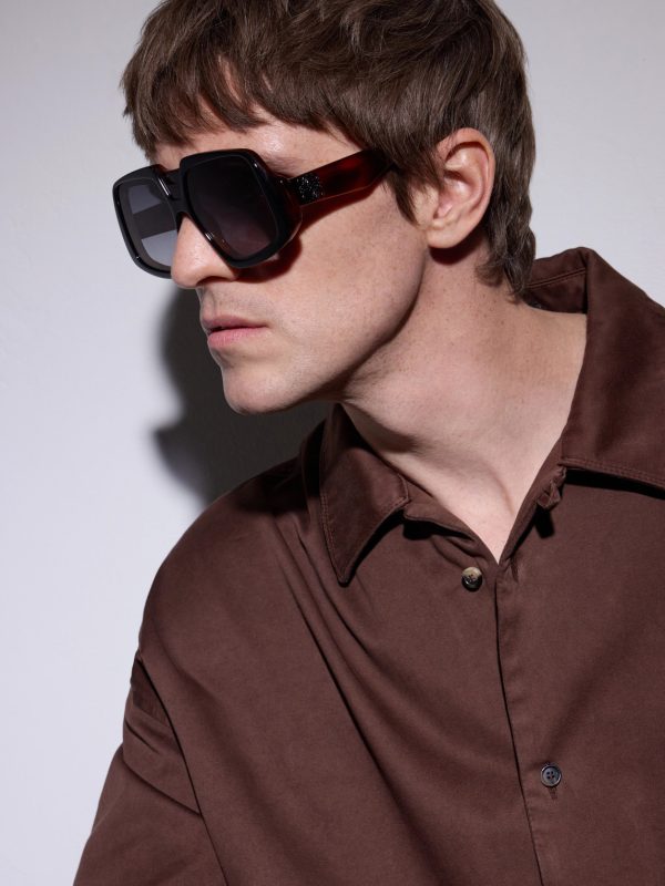 Anagram Havana Geometric Acetate Sunglasses - BK Anagram Havana Geometric Acetate Sunglasses - BK