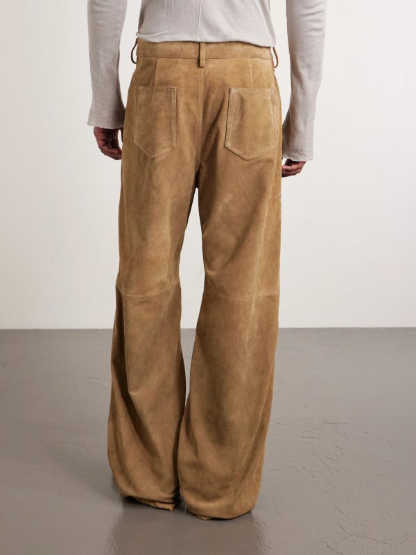 Geth Panelled Wide-Leg Suede Trousers - BK