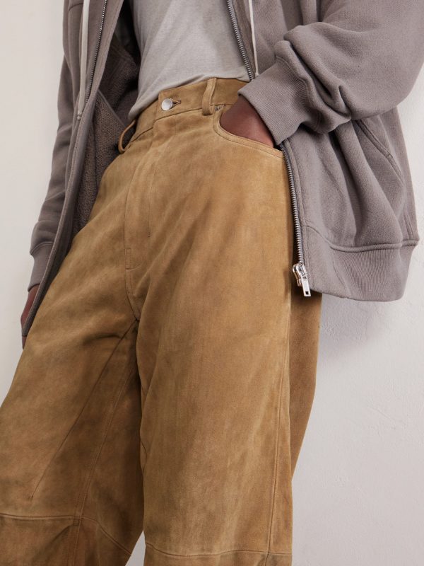 Geth Panelled Wide-Leg Suede Trousers - CU