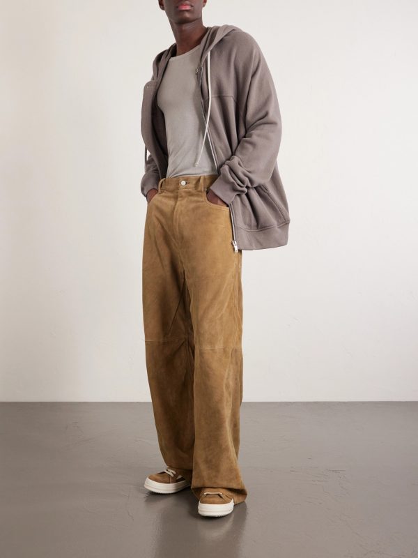Geth Panelled Wide-Leg Suede Trousers - OU