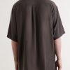 Convertible-Collar Oversized Twill Shirt - BK