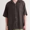 Convertible-Collar Oversized Twill Shirt - FR