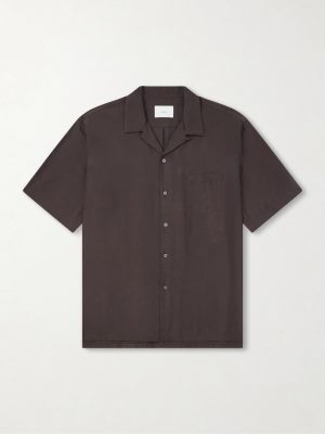 Convertible-Collar Oversized Twill Shirt Convertible-Collar Oversized Twill Shirt