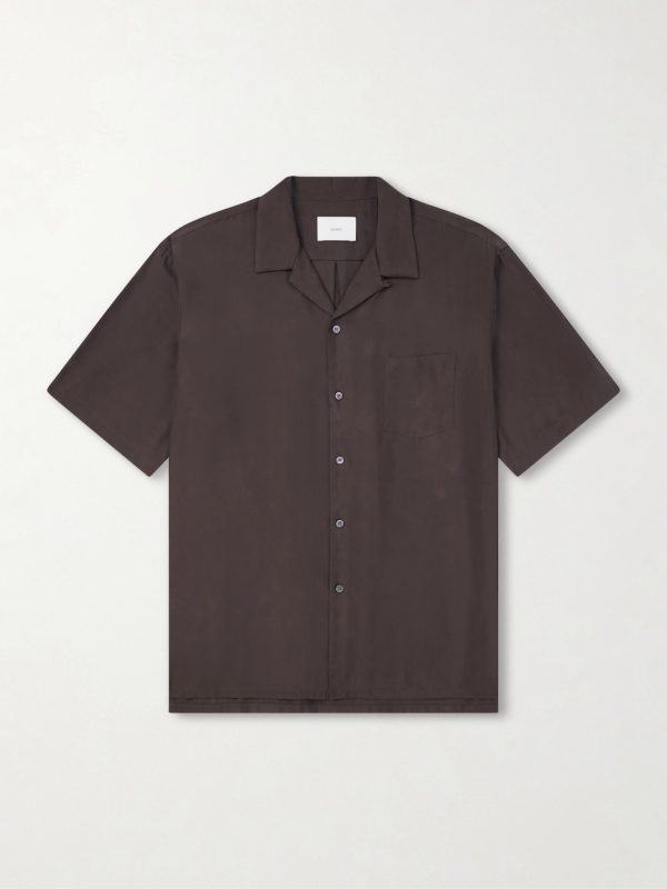 Convertible-Collar Oversized Twill Shirt