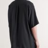 Convertible-Collar Oversized Twill Shirt - BK Convertible-Collar Oversized Twill Shirt - BK