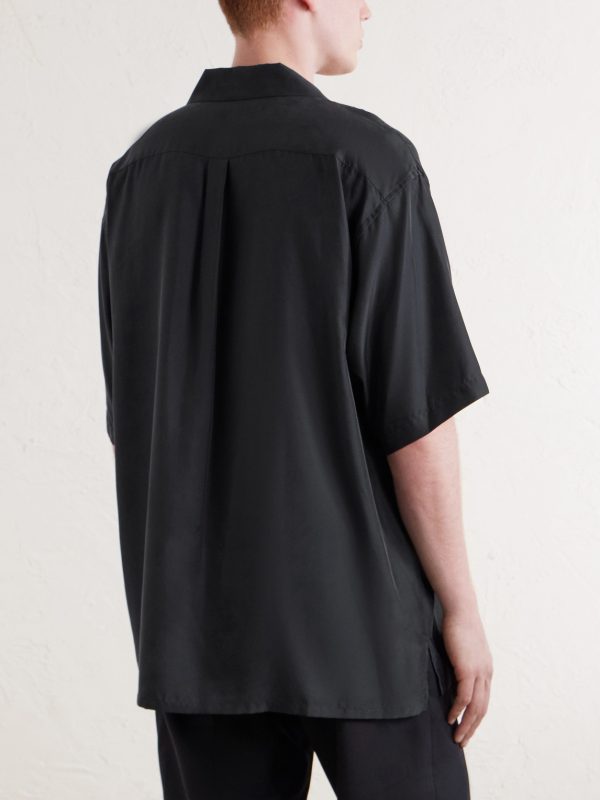 Convertible-Collar Oversized Twill Shirt - BK Convertible-Collar Oversized Twill Shirt - BK