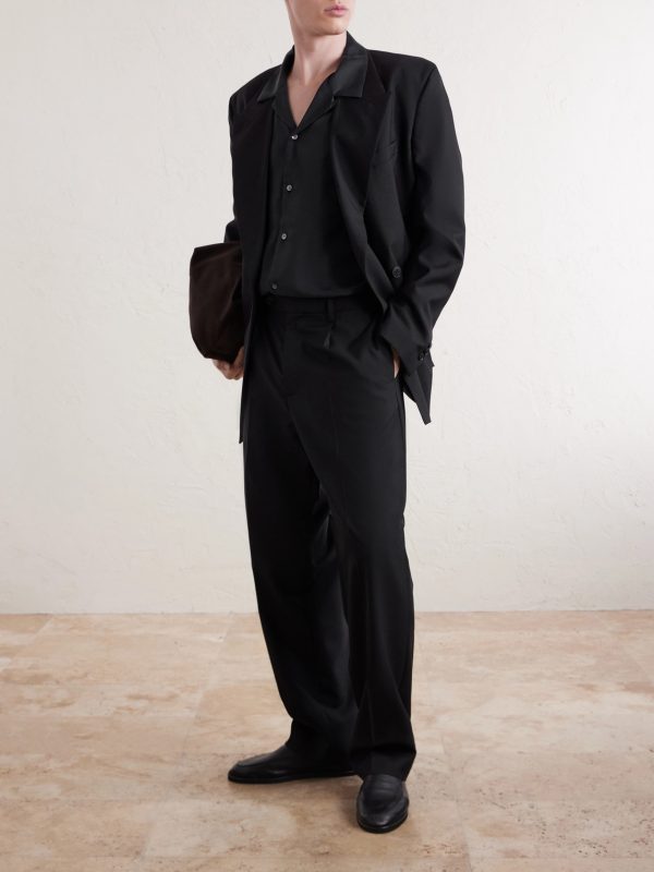 Convertible-Collar Oversized Twill Shirt - OU Convertible-Collar Oversized Twill Shirt - OU