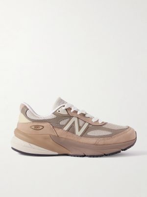 990v6 MiUSA Leather-Trimmed Suede and Mesh Sneakers