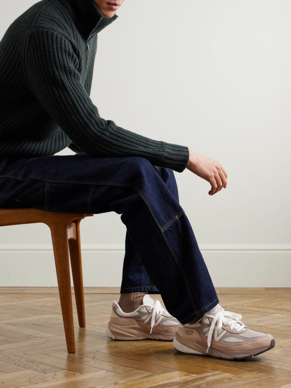990v6 MiUSA Leather-Trimmed Suede and Mesh Sneakers - OU 990v6 MiUSA Leather-Trimmed Suede and Mesh Sneakers - OU
