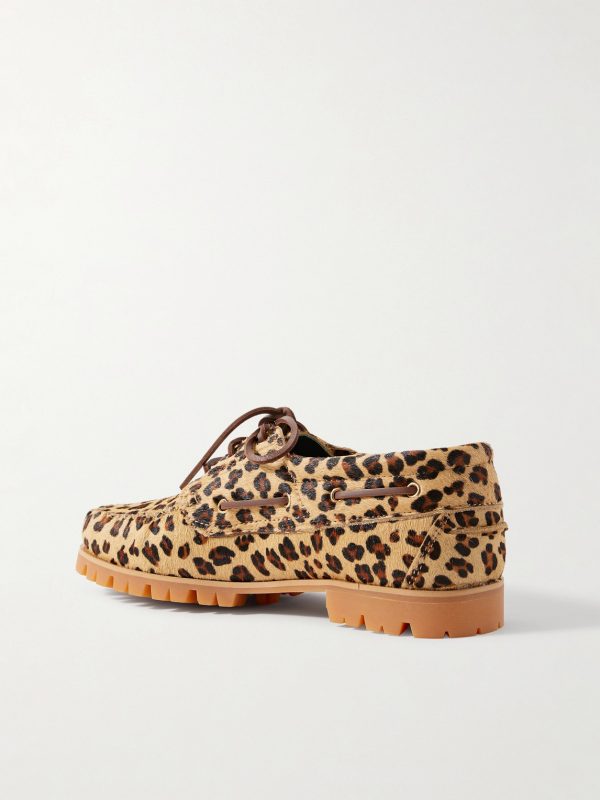 Aztec Leopard-Print Calf Hair Boat Shoes - BK Aztec Leopard-Print Calf Hair Boat Shoes - BK