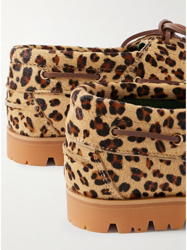 Aztec Leopard-Print Calf Hair Boat Shoes - CU Aztec Leopard-Print Calf Hair Boat Shoes - CU