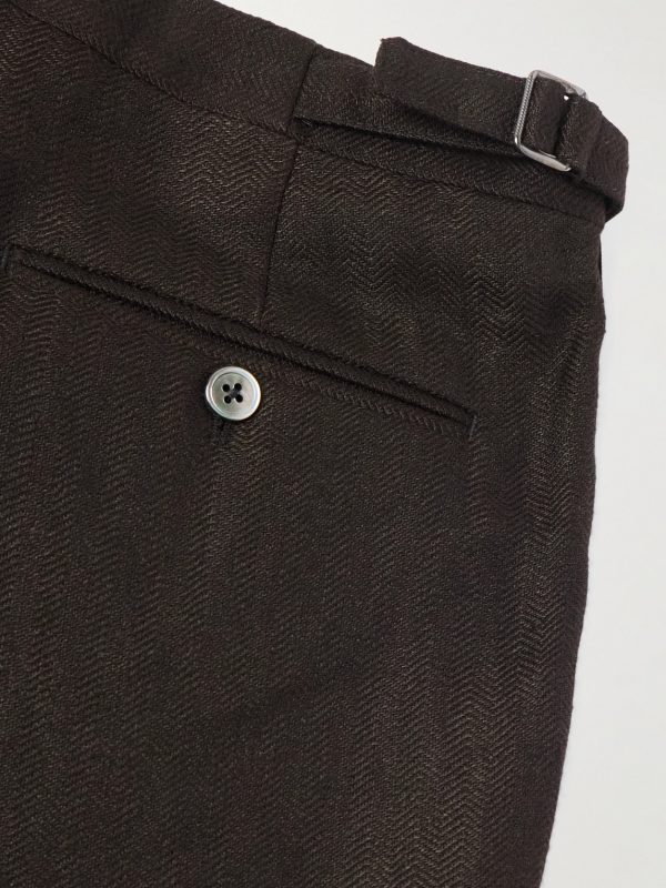 Randwick Straight-Leg Grosgrain-Trimmed Herringbone Linen and Silk-Blend Tuxedo Trousers - CU Randwick Straight-Leg Grosgrain-Trimmed Herringbone Linen and Silk-Blend Tuxedo Trousers - CU