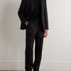 Randwick Straight-Leg Grosgrain-Trimmed Herringbone Linen and Silk-Blend Tuxedo Trousers - OU Randwick Straight-Leg Grosgrain-Trimmed Herringbone Linen and Silk-Blend Tuxedo Trousers - OU