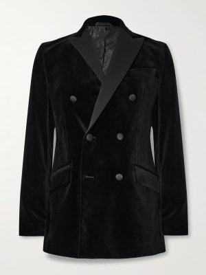 Slim-Fit Double-Breasted Cotton-Velvet Tuxedo Jacket Slim-Fit Double-Breasted Cotton-Velvet Tuxedo Jacket