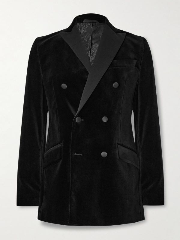 Slim-Fit Double-Breasted Cotton-Velvet Tuxedo Jacket Slim-Fit Double-Breasted Cotton-Velvet Tuxedo Jacket
