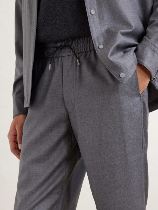 Summer Mindset Straight-Leg Virgin Wool Drawstring Trousers - CU