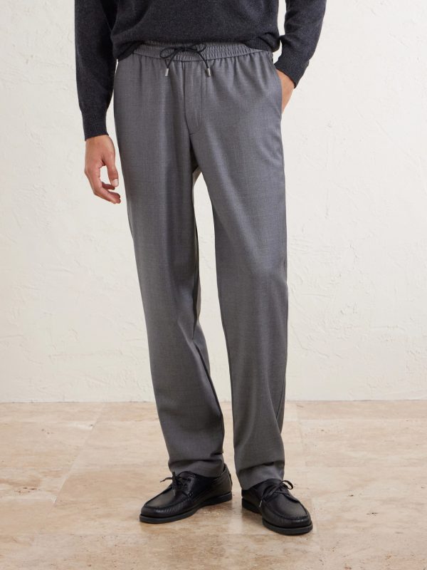 Summer Mindset Straight-Leg Virgin Wool Drawstring Trousers - FR