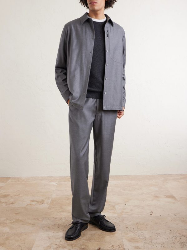 Summer Mindset Straight-Leg Virgin Wool Drawstring Trousers - OU