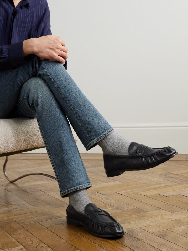 Le Loafer Monogram Logo-Appliquéd Leather Penny Loafers - OU
