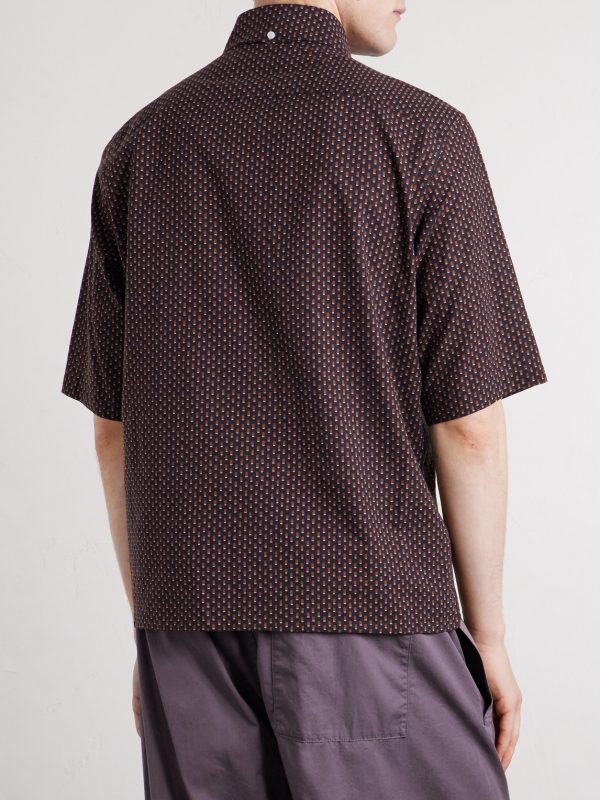 Button-Down Collar Printed Cotton Shirt - BK Button-Down Collar Printed Cotton Shirt - BK