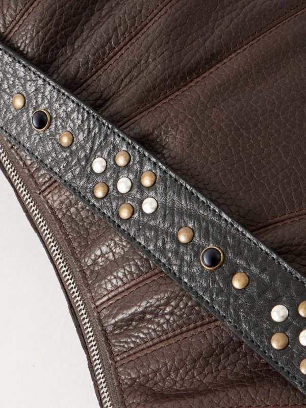Croissant Large Studded Leather Messenger Bag - CU Croissant Large Studded Leather Messenger Bag - CU