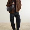 Croissant Large Studded Leather Messenger Bag - OU Croissant Large Studded Leather Messenger Bag - OU